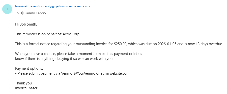 Example overdue invoice reminder email